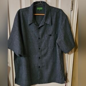 GIORGIO INSERTI Short Sleeve Button-down Shirt, Blue Indigo_XL